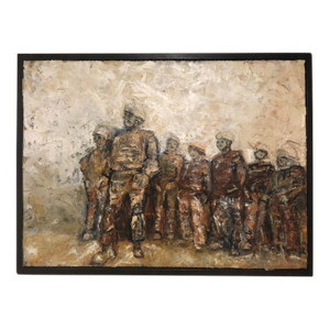 "Karmapflage" – Large Early 2000s Mixed Media Social Commentary Painting