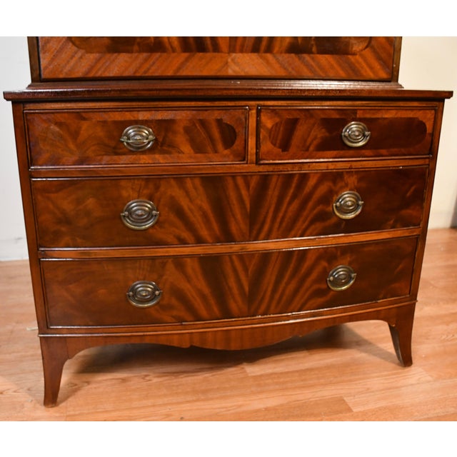 1920s 1920 Antique English Regency Crotch Mahogany Secretary Desk Drop Front Desk For Sale - Image 5 of 15