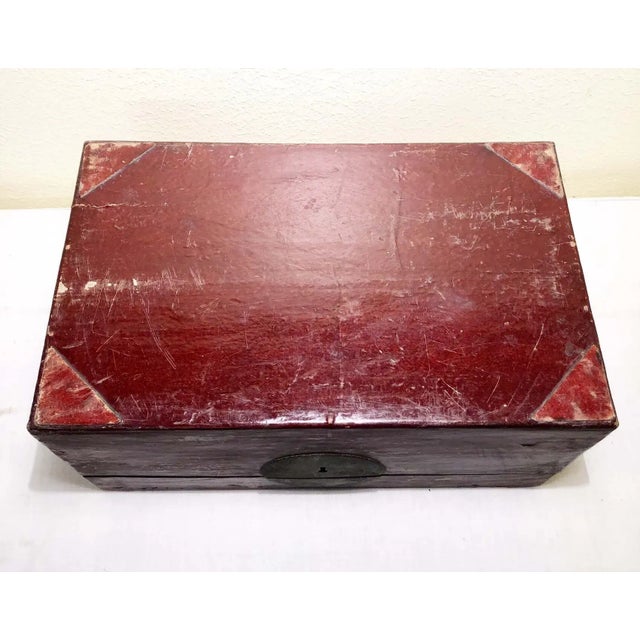 Antique Chinese Leather Box, Circa mid of 19th Century For Sale - Image 10 of 11