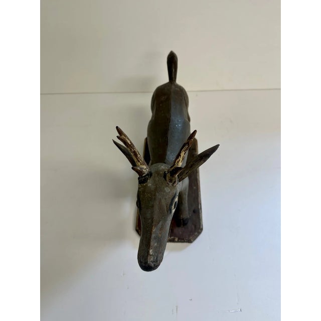 Wood Antique Balinese Carved Wood Deer Sculpture For Sale - Image 7 of 8