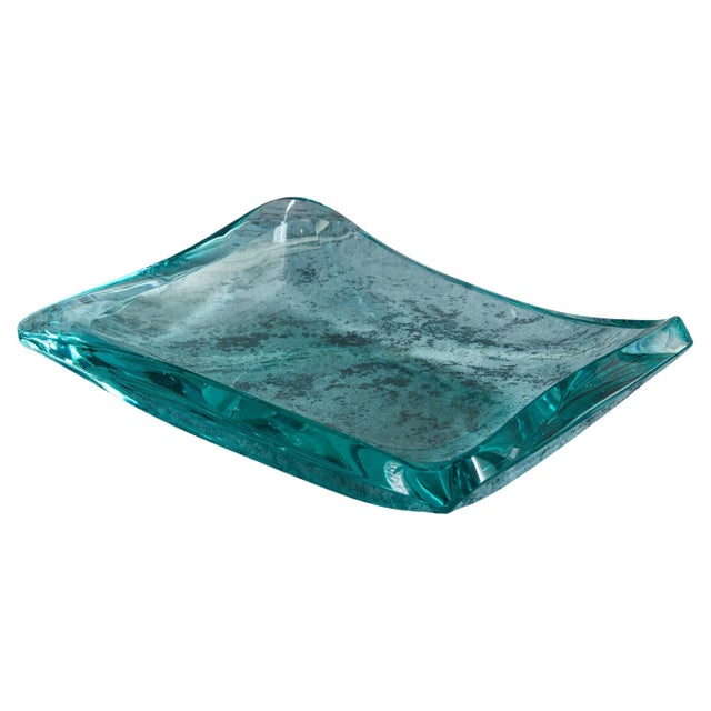 Rectangular Handblown Glass Bowl by Erwin Walter Burger for Fontana, Italy 1950s For Sale - Image 9 of 18