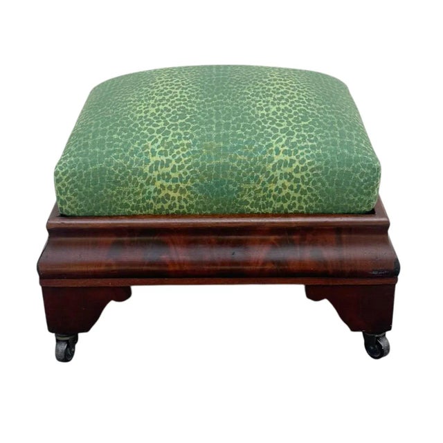 Large American Mahogany Veneer Stool on Celluloid Rollers, Circa 1840 For Sale - Image 9 of 10