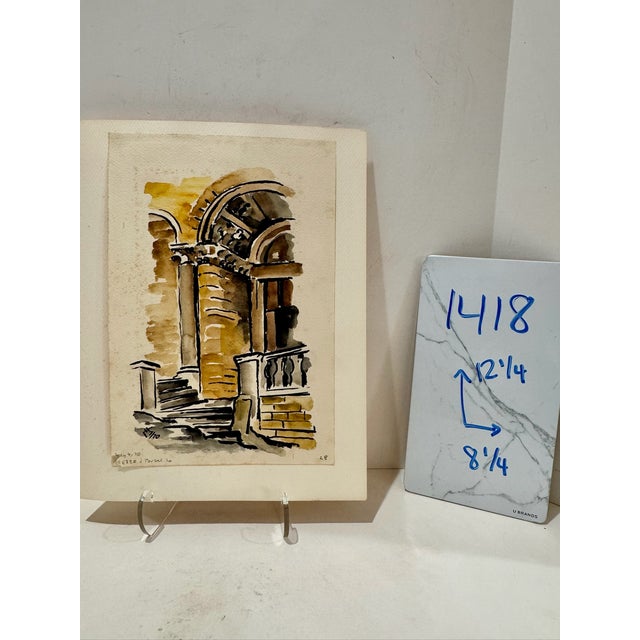Henry Emil Salloch Original Watercolor on Paper Grezzo, Italy. 1970. For Sale In Atlanta - Image 6 of 6
