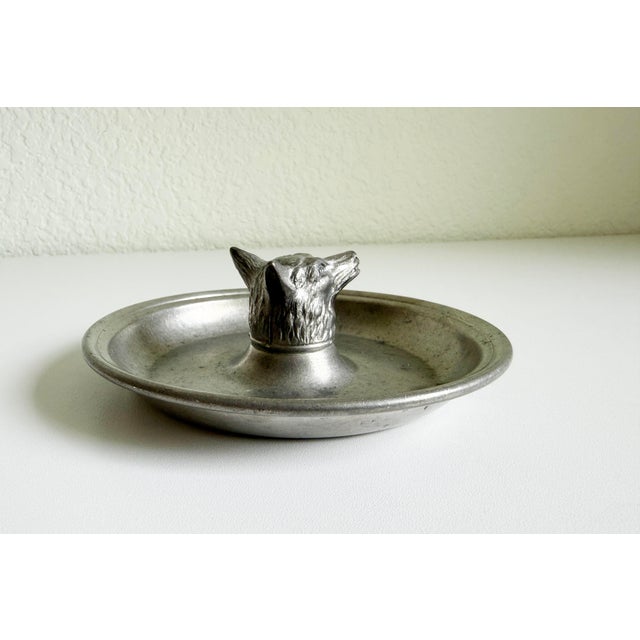 English Fox Head Vide Poche Catchall in Pewter For Sale - Image 3 of 11
