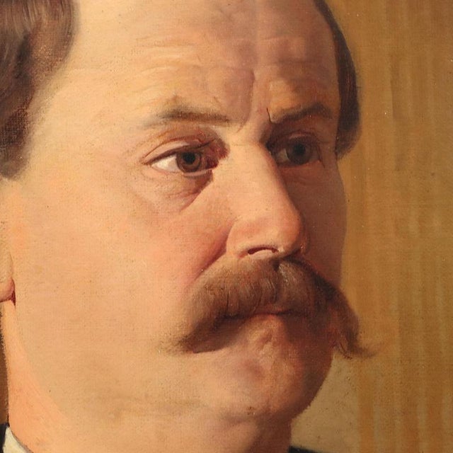 Male Portrait, 19th Century, Oil Painting on Canvas, Framed For Sale - Image 4 of 11