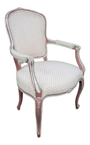 Louis XV Style Custom Painted Open Arm Chair