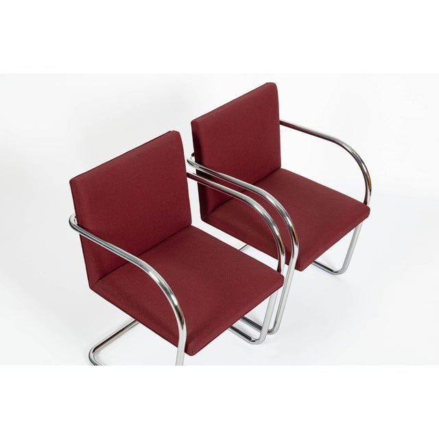 Pair Mid-Century Red Brno Armchairs by Mies Van Der Rohe for Knoll, 1983 For Sale - Image 9 of 18