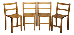 English Oak Stacking Chairs with Period Finish, 1930s, Set of 4