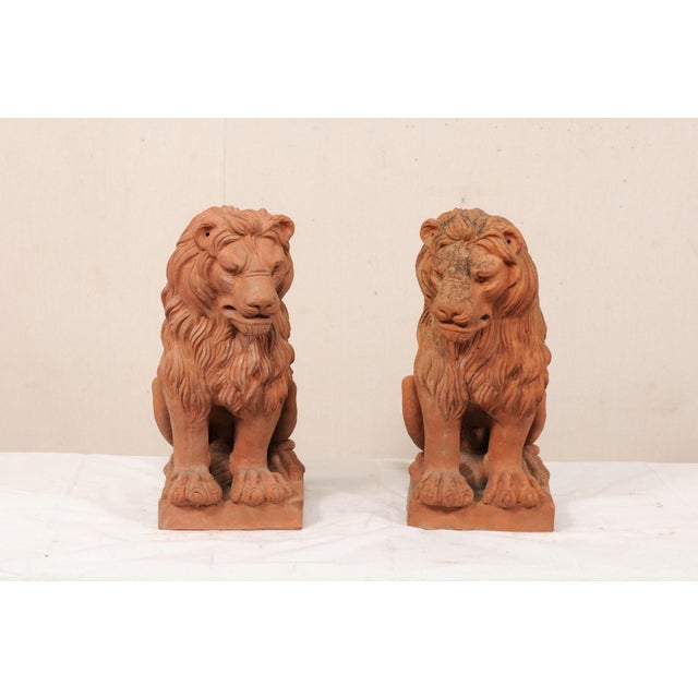 Mid 20th Century Pair of French Snarling Lions, 2 Ft Tall For Sale - Image 10 of 10