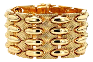 Vintage Retro 18k Yellow Gold Wide Multi-Link Bracelet
