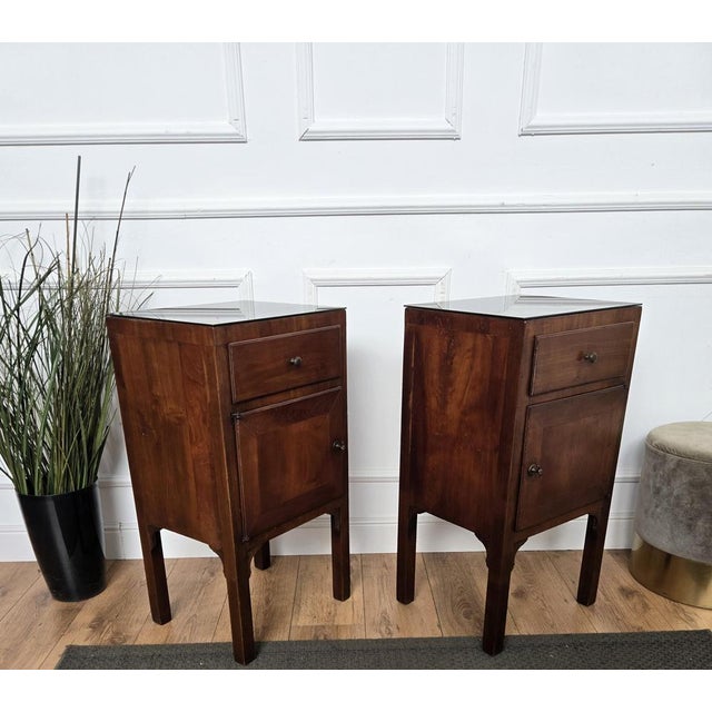 Black Italian Rustic Country Nightstands, 1950s, Set of 2 For Sale - Image 8 of 10