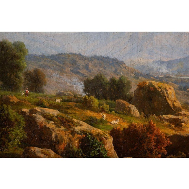 Ettore Cumbo Borgia, Landscape of the Roman Countryside, 19th century, Oil Painting on Canvas For Sale - Image 7 of 8