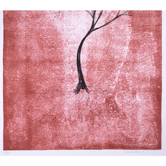 Sole Tree is an original lithograph artwork on cardboard realized by Emilio Conciatori artist of the 20th Century. Hand-...