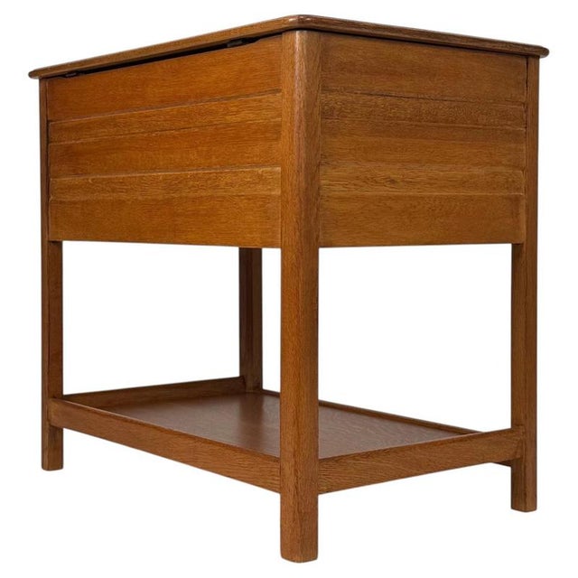 Antique Early 20th Century English Oak Storage Box on Stand For Sale - Image 6 of 13