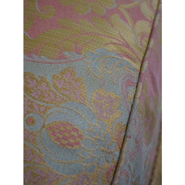 Textile Baker Damask Upholstered Sofa W. Bullion Fringe For Sale - Image 7 of 18