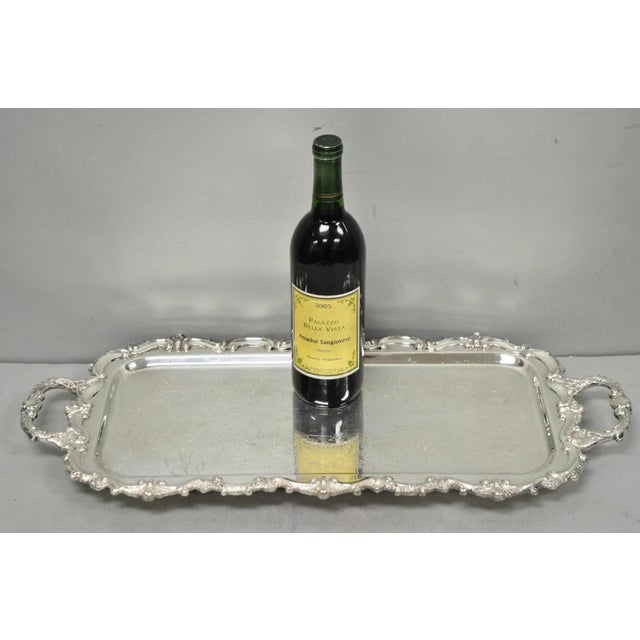 Vintage Bristol 132 Victorian Silver Plated Narrow Serving Platter Bar Tray. Circa Mid 20th Century. Measurements: 1.5" H...
