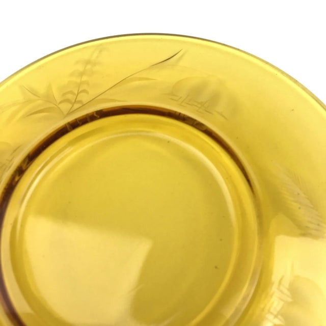 Amber Amber Cut Glass Small Plates Vintage - a Pair For Sale - Image 8 of 12