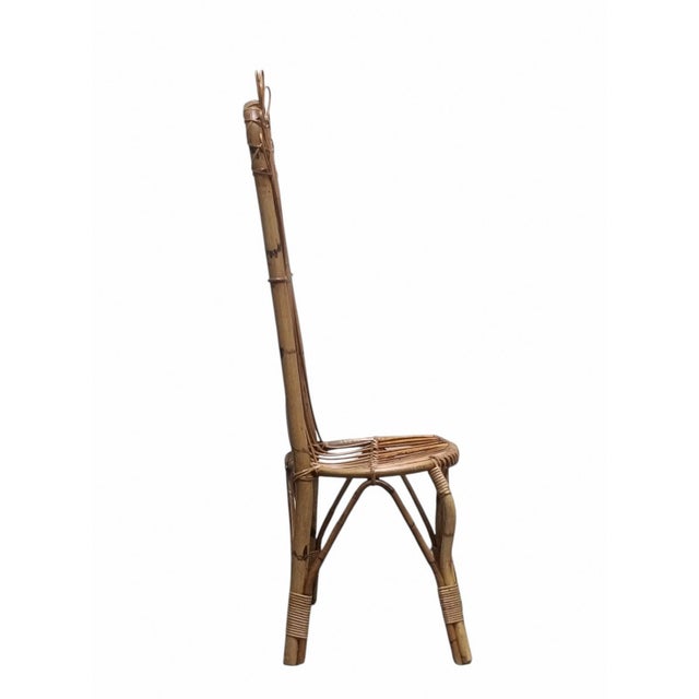 Bamboo and Rattan High Back Chair, 1960s For Sale - Image 4 of 8