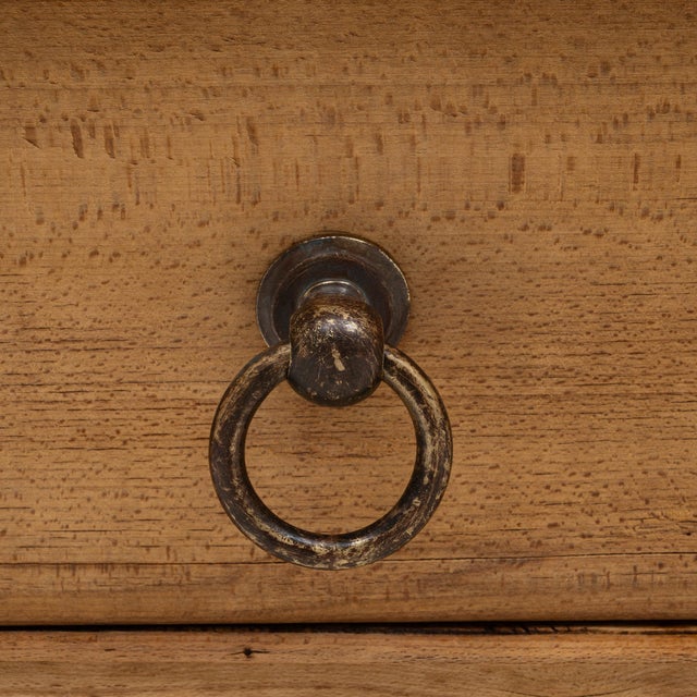 French 1900-1909 France Weathered Honey Oak Carved Oak Marble-Top Commode For Sale - Image 3 of 11