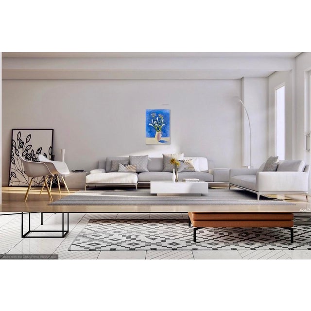 Flowers in a vase drawing and painting on fine art paper, watercolor, ink and monotype. The colors are very harmonious and...