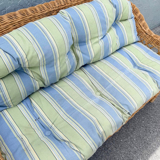 Vintage Boho Chic Woven Wicker Love Seat For Sale - Image 10 of 10