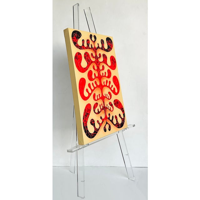 Iconic Design Gallery Custom Made Folding Lucite Easel in the Mid-Century Style Offered for sale is a custom-made folding...