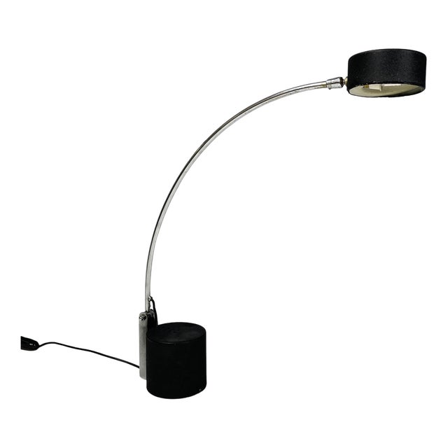 Modern Italian Adjustable Table Lamp in Black Metal, 1980s For Sale