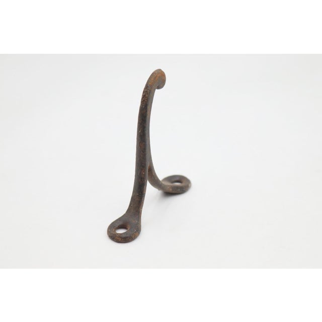 Traditional Vintage One Arm Black Cast Iron Wall Hook For Sale - Image 3 of 4