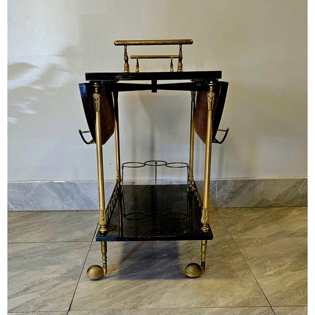 1950s Lacquered Goat Skin Bar Cart by Aldo Tura, Italy For Sale In New York - Image 6 of 18