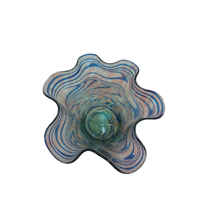 Boho Chic Vinatge Hand Blown Art Glass Handkerchief Vase For Sale - Image 3 of 4