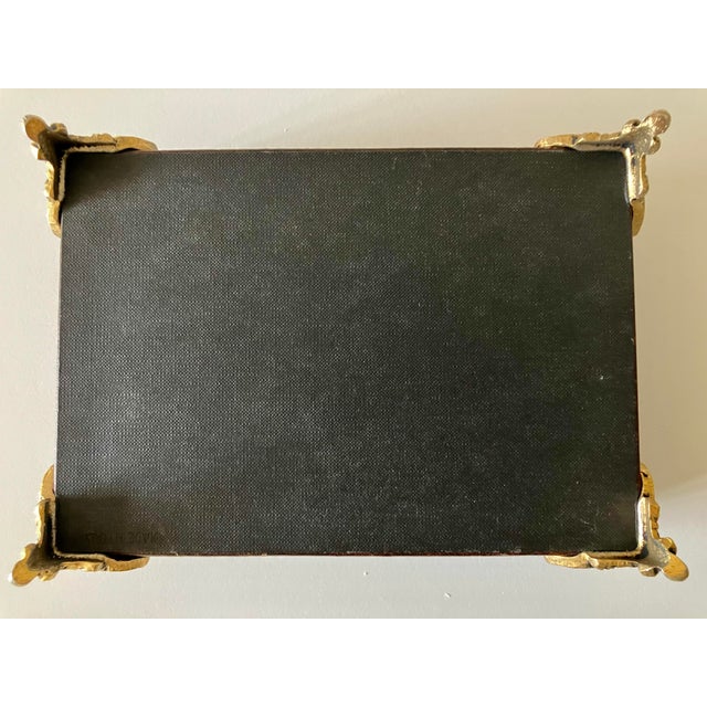 Vintage Italian Florentine Tooled Leather Valet Jewelry Box With Ornate Brass Feet For Sale - Image 18 of 18