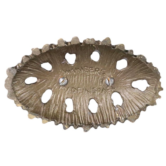 Pr. Brutalist Judaica Shabbat Candlesticks by Wainberg C. 1960's For Sale - Image 9 of 10