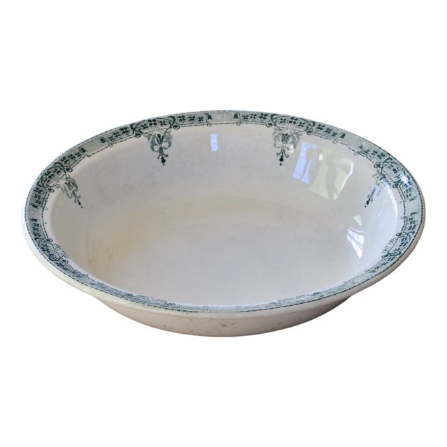 Large French Art Nouveau Salad Bowl from Sarreguemines, 1885 For Sale