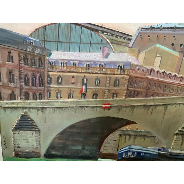 Painting by artist Philip Sydel 2014. Point Royal, Paris on a cloudy day muted colors, serene setting.