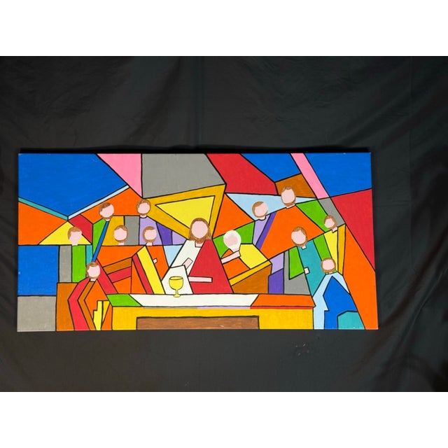 Early 21st Century Large Colorful Geometric Abstract Canvas Art, 48” X 24” For Sale - Image 5 of 7