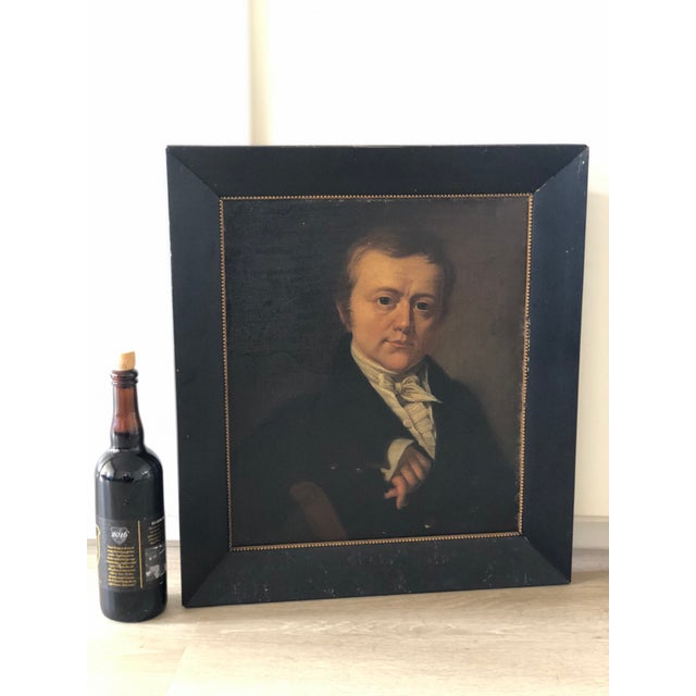 Antique Original Oil Painting of a Dutch Gentleman, 19th Century Portrait For Sale - Image 11 of 13