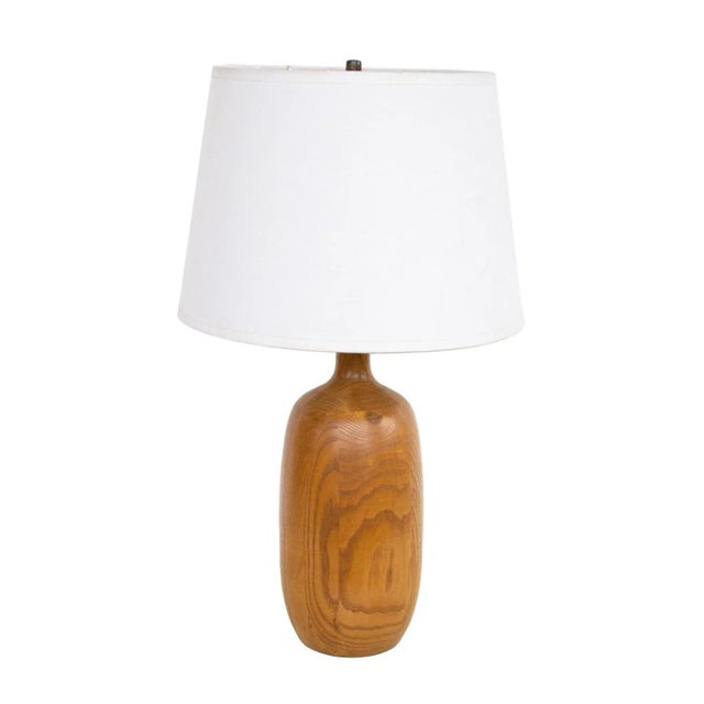 Wood Handmade Turned Oak Table Lamp For Sale - Image 7 of 7