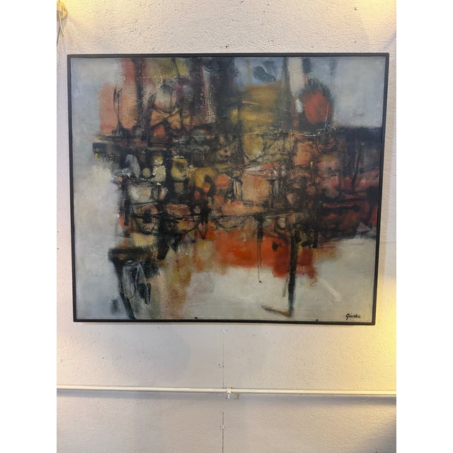1950s 1950s Abstract Oil Painting on Canvas Signed by Sandra Gierke For Sale - Image 5 of 9