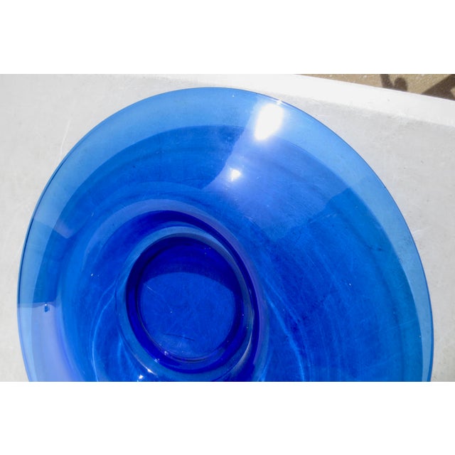 MCM Cobalt Glass Center Bowl For Sale - Image 9 of 11