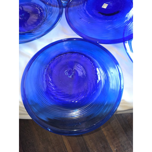 Collection of Vintage Cobalt Blue Hand Blown Glass Charger Plates From Mexico For Sale In San Antonio - Image 6 of 11