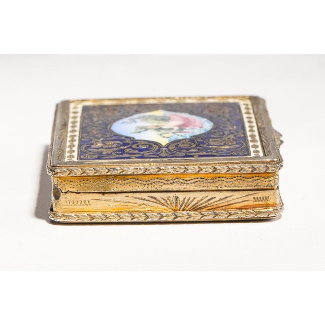 Amazing European 19th Century Antique Continental 800 Silver Gold Gilt Enamel Snuff Box Nereid Riding Hippocamp Neoclassical Art Tobacciana For Sale - Image 16 of 16