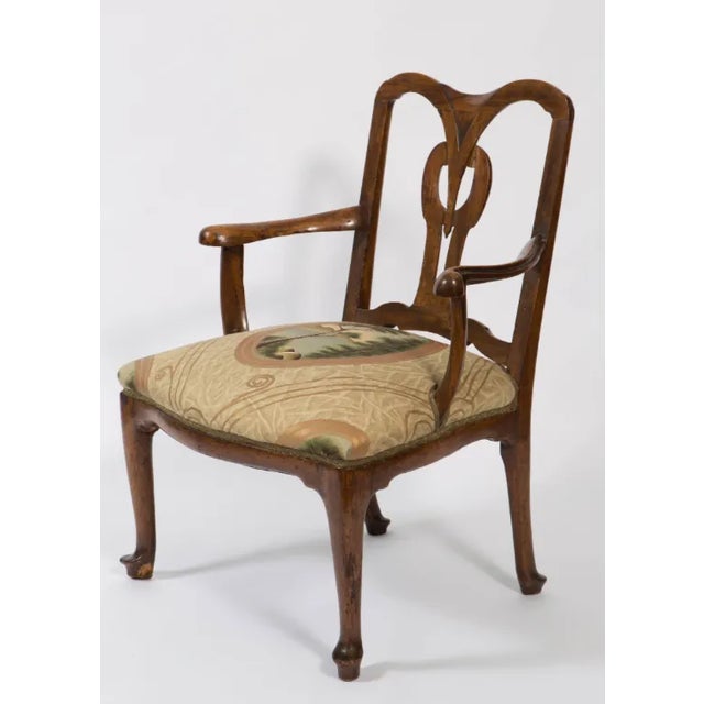 Italian 18th Century Walnut Italian Open Back Armchair For Sale - Image 3 of 13