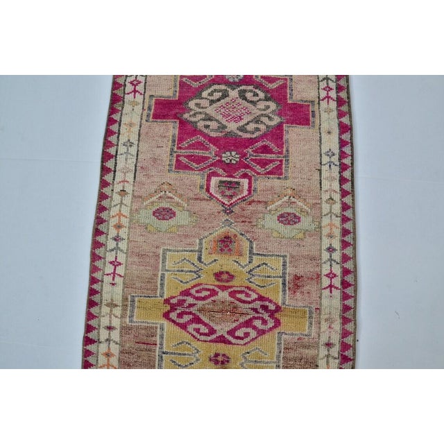 Magenta Vintage Anatolian Wool Runner, Hand-Woven Kilim With Rich Magenta and Traditional Tribal Motifs For Sale - Image 8 of 10