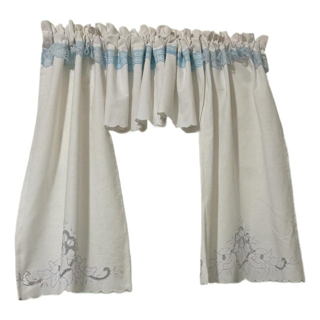 Upcycled Cafe Curtains Set of 3 Pieces Handmade New For Sale
