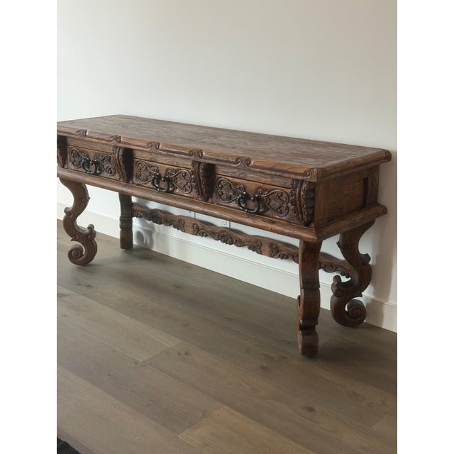 Contemporary Jason Scott Santana Hand Carved Console Table For Sale - Image 3 of 5