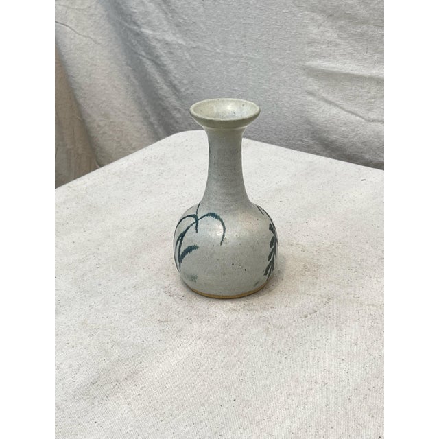Mid-Century Modern Vintage Stoneware Bud Vase Signed Lesley '76 For Sale - Image 3 of 11