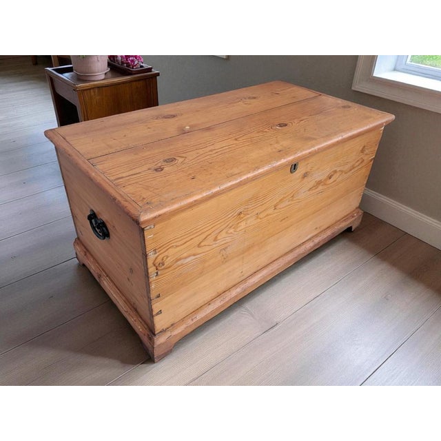Wood Antique Victorian Trunk in Pine, 1890s For Sale - Image 7 of 18