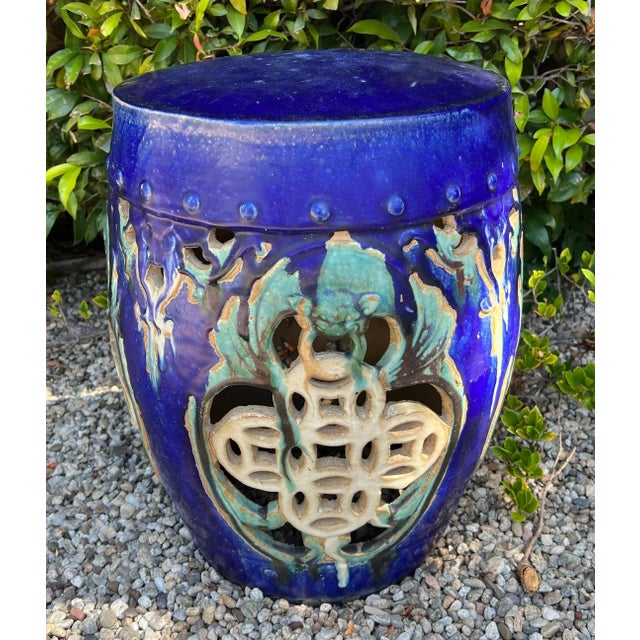 Ceramic Terracotta Asian Inspired Garden Stool Table or Stand For Sale - Image 7 of 10