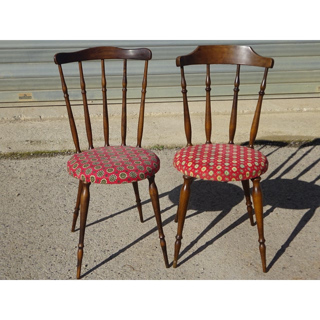 Wood and Fabric Chairs, Set of 2 For Sale - Image 16 of 18