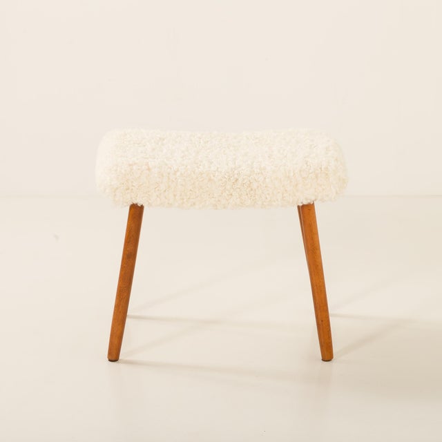 Mid-Century Modern Mid-Century Modern Danish Ottoman in Sheepskin, 1960s For Sale - Image 3 of 7